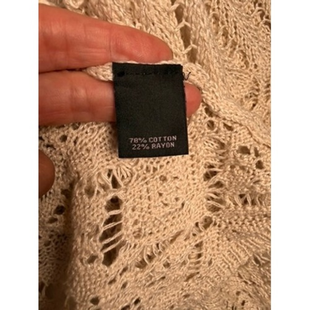 Investments Cardigan Women 2X Cream Excellent Crochet Pointelle Open Front Boho - Picture 6 of 7